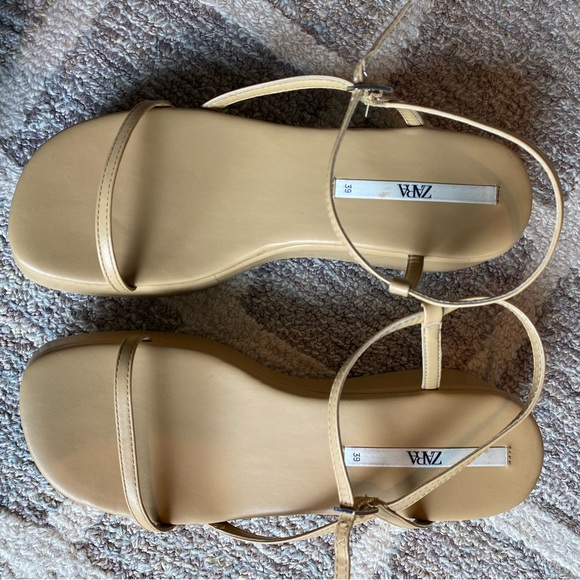 Zara Tan Platform Sandals Size 8 - Picture 3 of 12